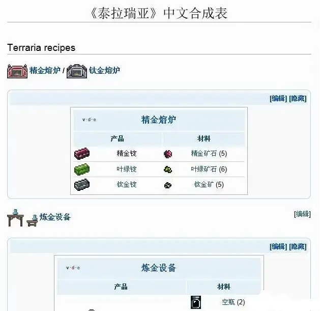 泰拉瑞亚合成表大全图鉴一览 2024全物品合成表最新[多图]图片2